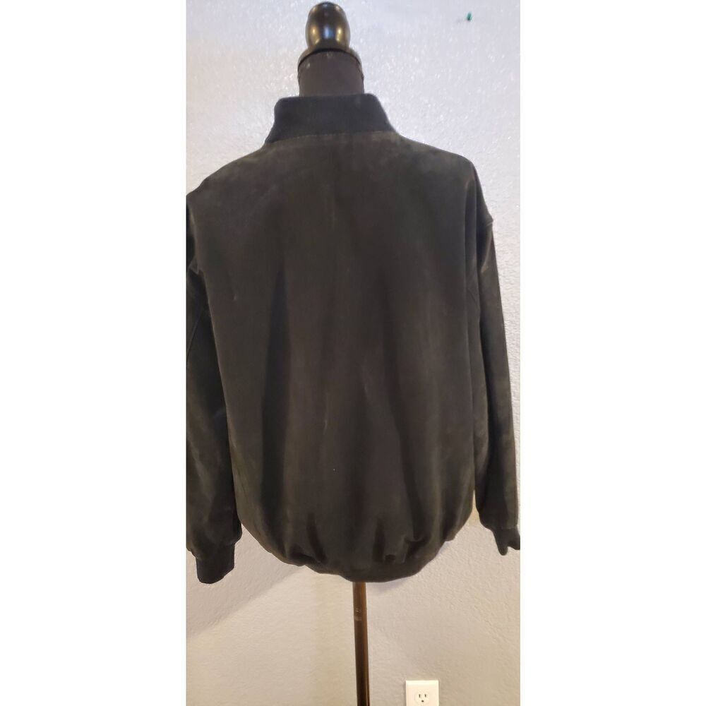 Vintage Foxrun Bomber Suede Jacket front pockets snap buttons in Black Size Larg - Picture 6 of 11